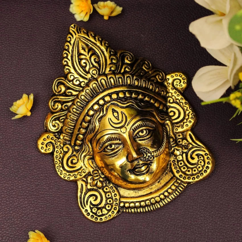 Ambika Durga Face Wall Hanging Gold Plated