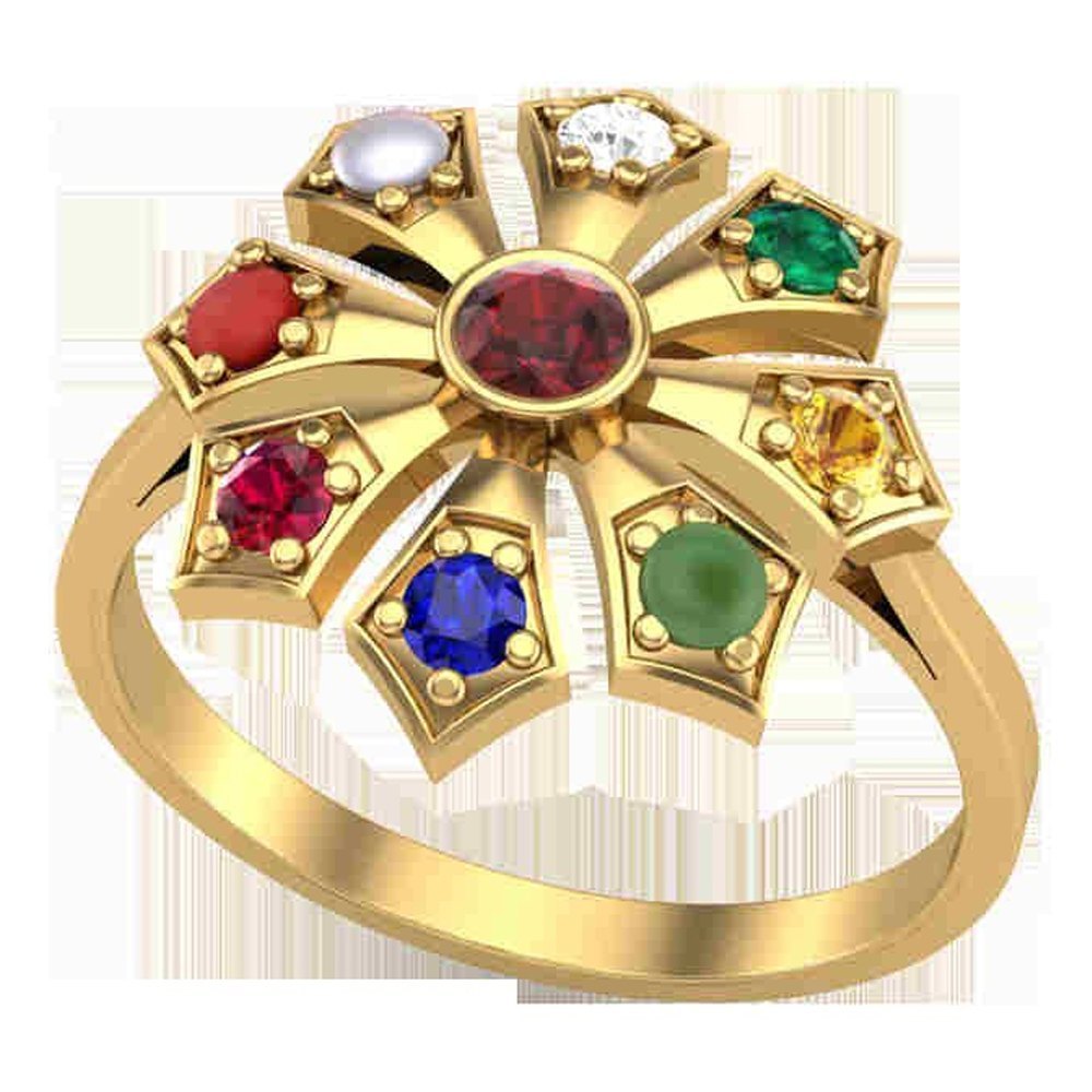 Golden Navratna Gold Plated Ring