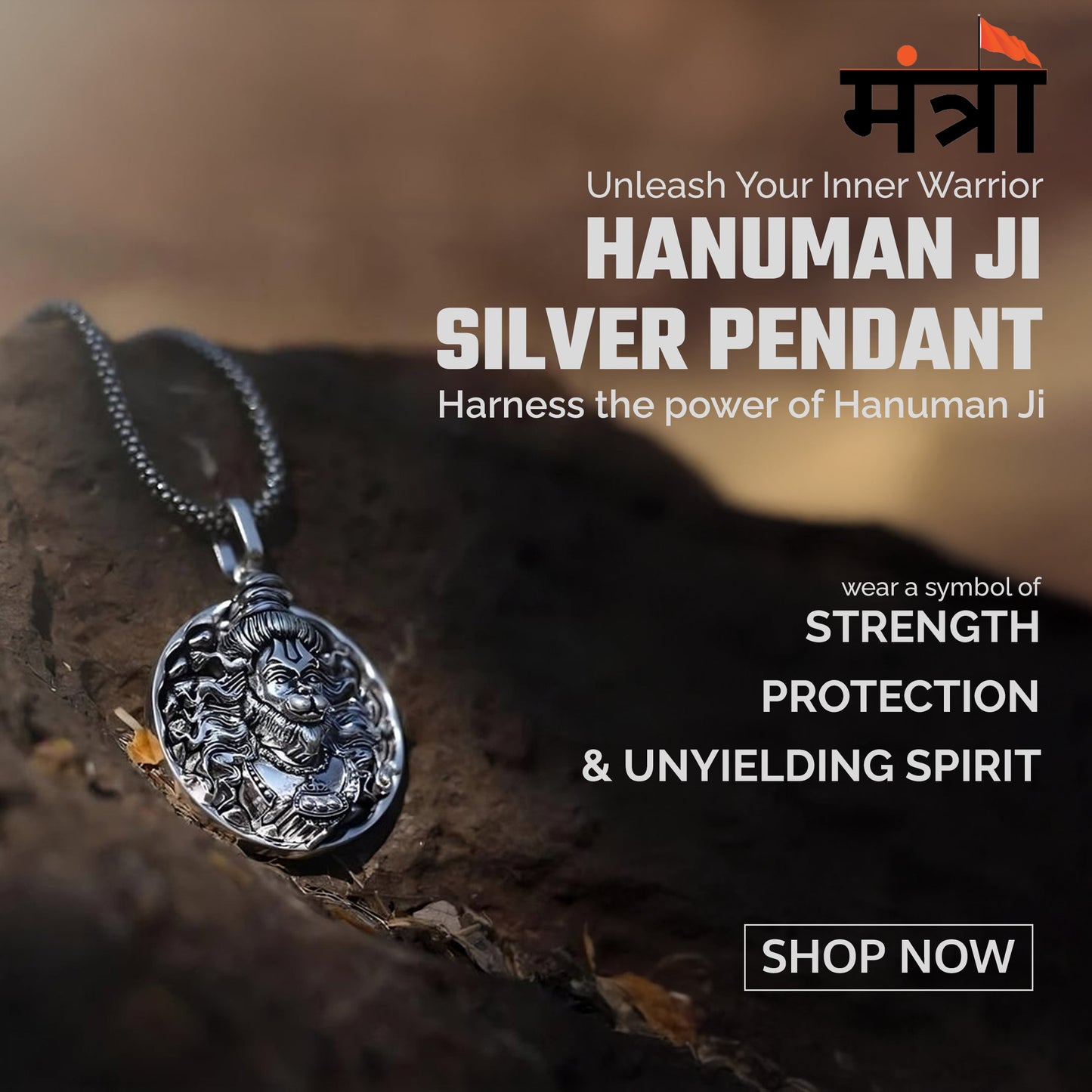 Hanuman Ji Pendant - Silver Chain