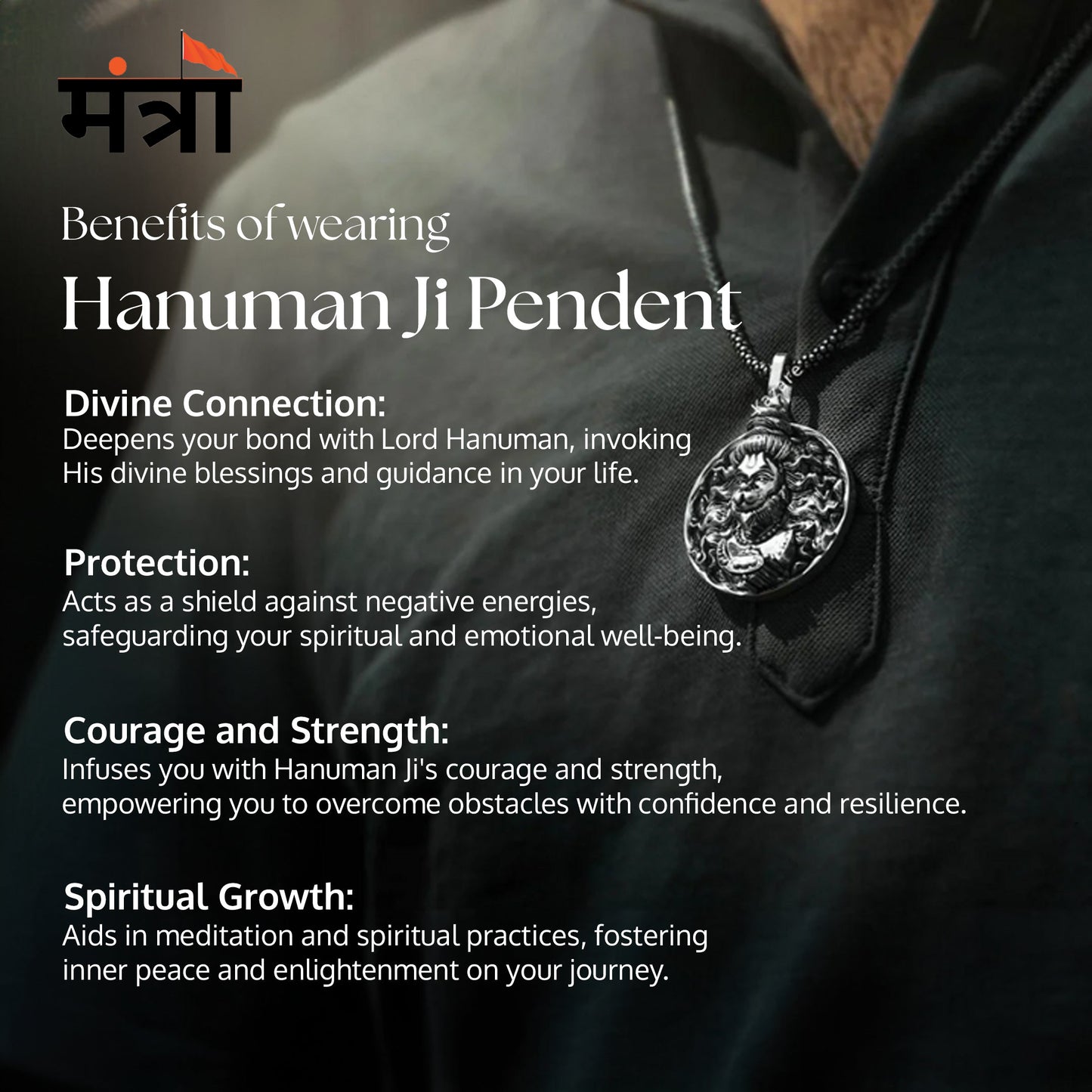 Hanuman Ji Pendant - Silver Chain