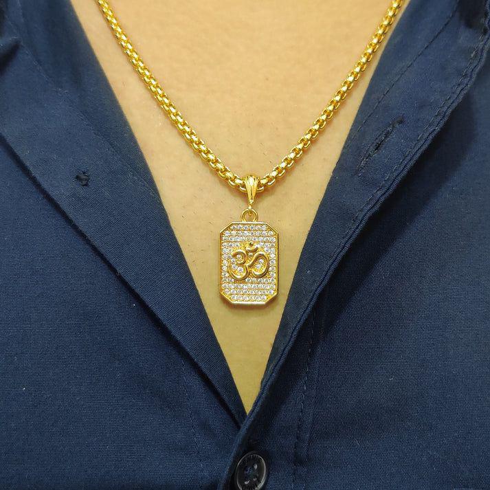 Om Diamond Necklace - Gold Plated