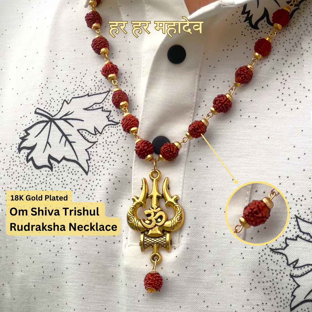 Om Shiva Trishul Rudraksha Necklace