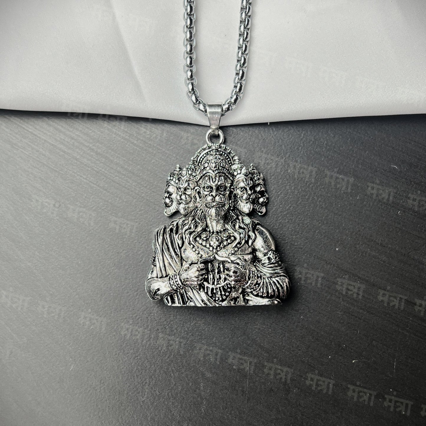 Hanuman Ji With Ram And Sita In Heart - Silver Plated