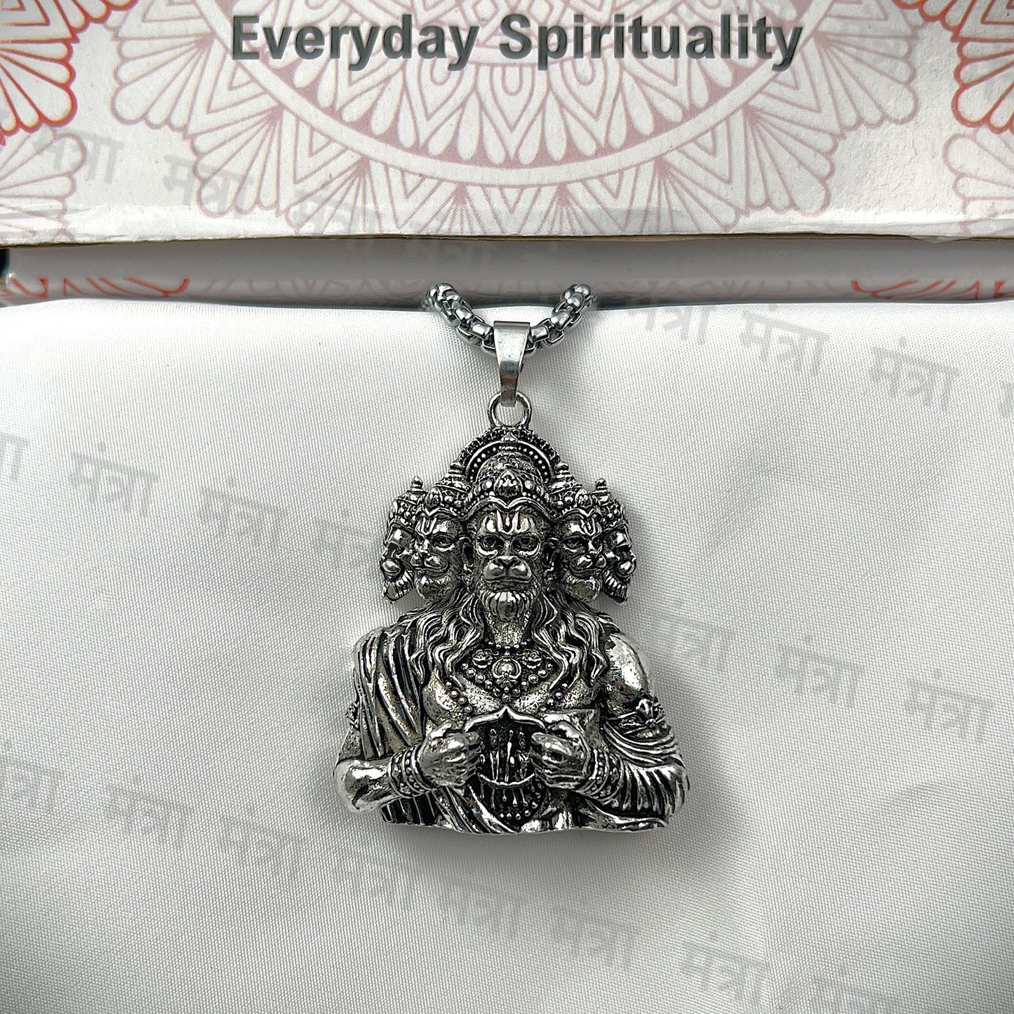 Hanuman Ji With Ram And Sita In Heart - Silver Plated