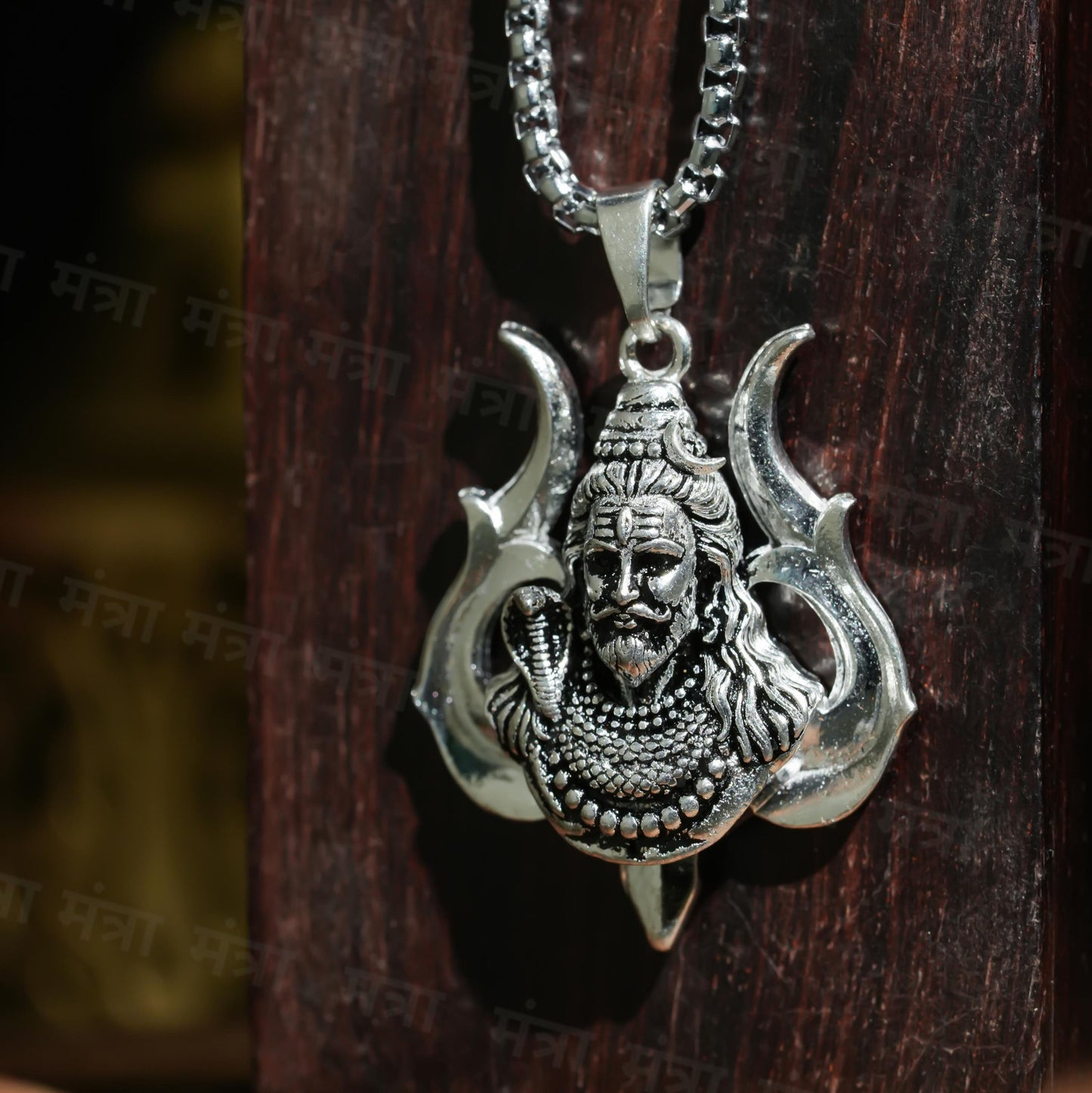 Mahadev Trishul Necklace  - Silver Plated