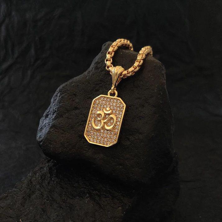 Om Diamond Necklace - Gold Plated