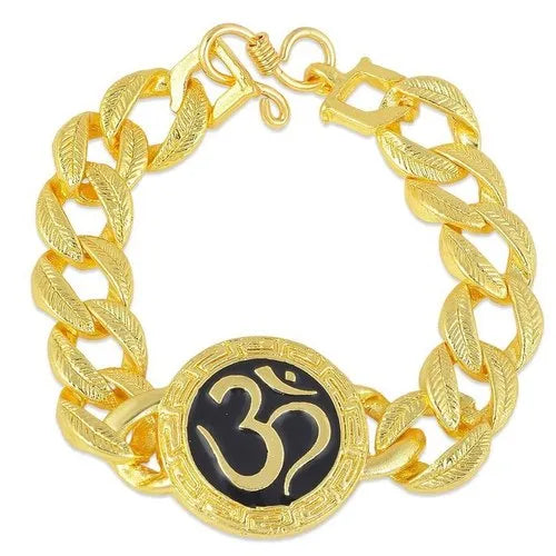 Om Shastri Golden Brass Bracelet