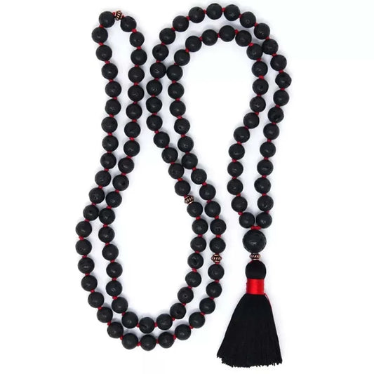 Round Black Lava Stone Mala