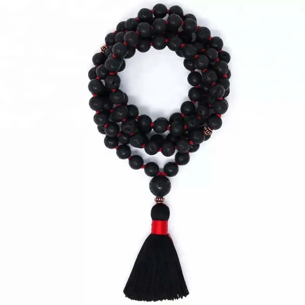 Round Black Lava Stone Mala