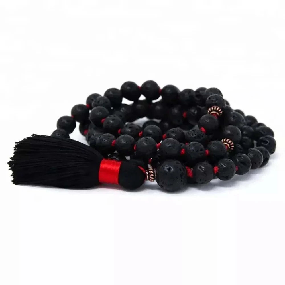 Round Black Lava Stone Mala