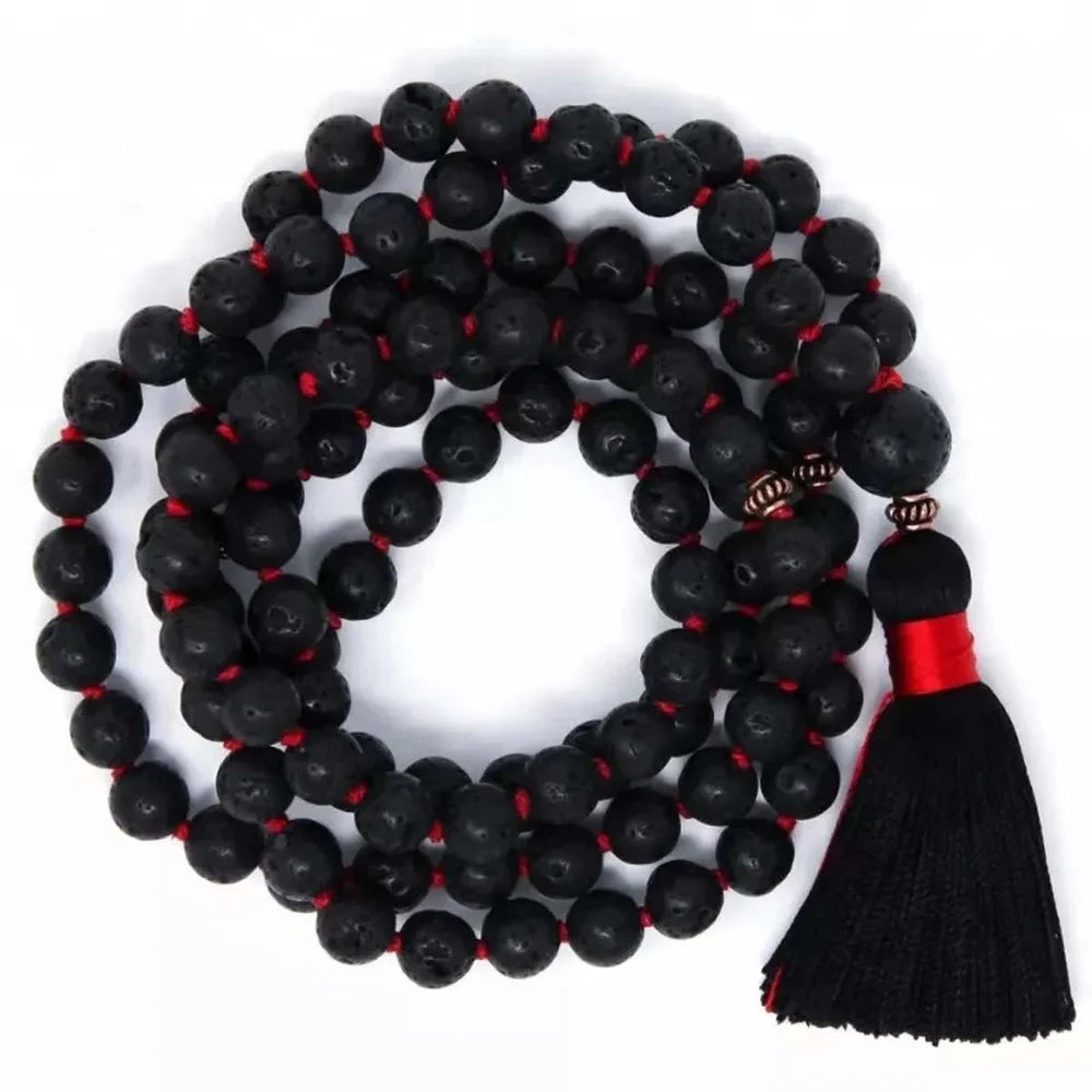 Round Black Lava Stone Mala