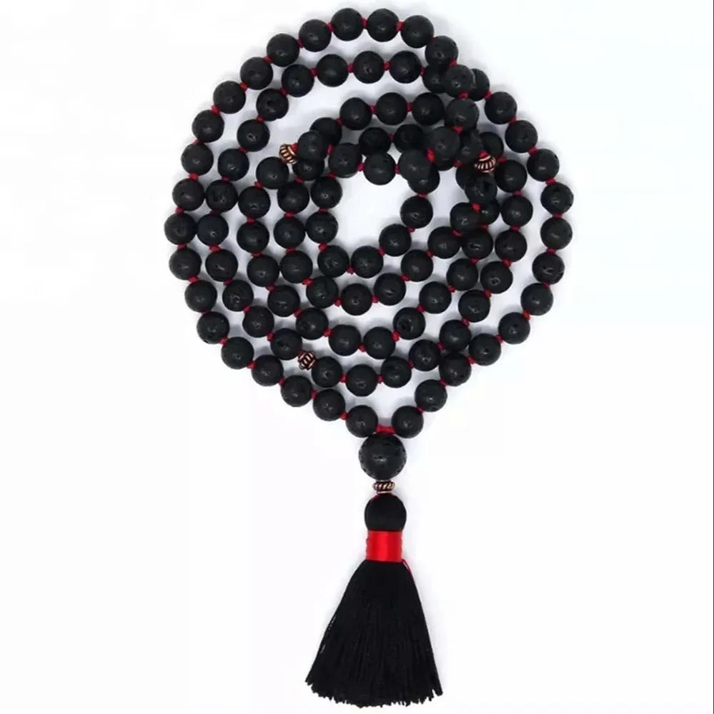 Round Black Lava Stone Mala