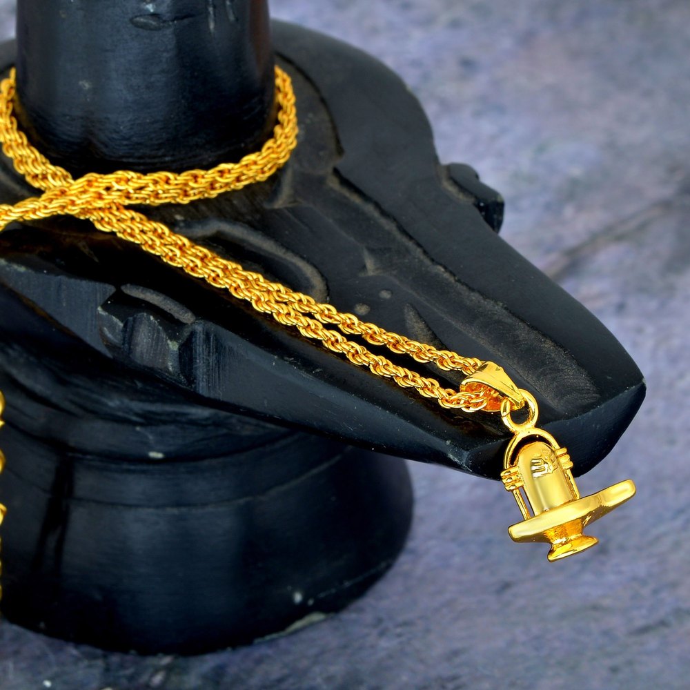 Shivling Gold Plated Polish Brass Pendant