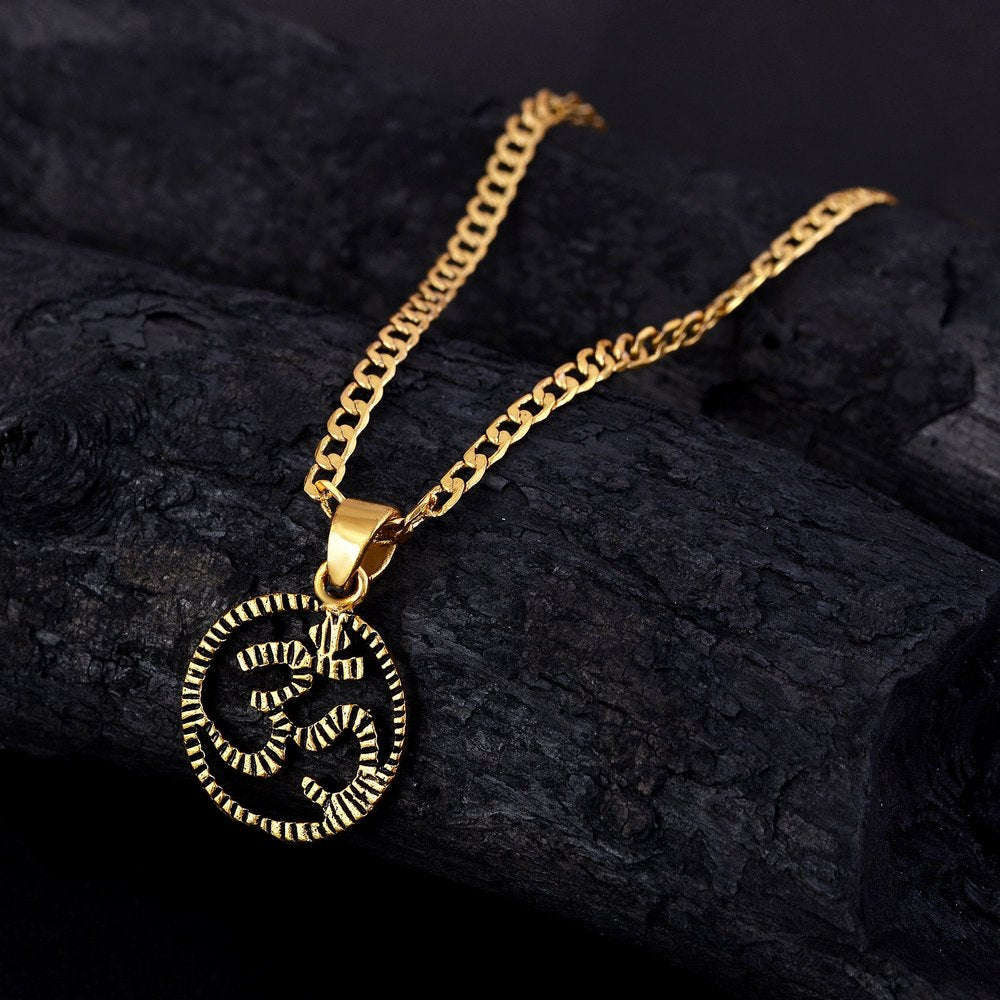 Om Circle Brass Golden Metal Pendant