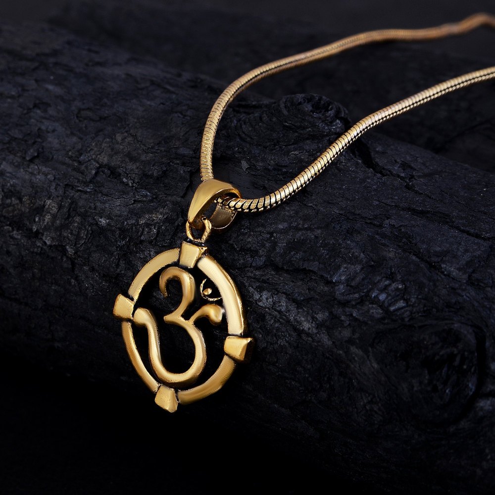 Om Point Brass Golden Metal Pendant