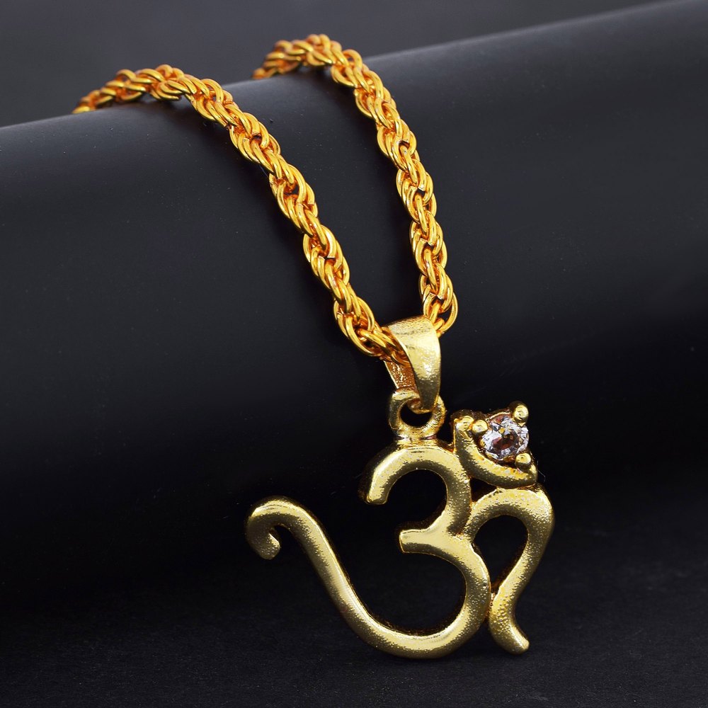 Om Gold Plated Polish Brass Pendant