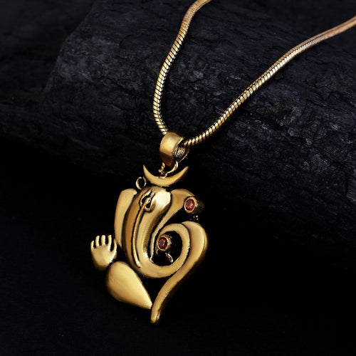 God Ganesh Golden Brass Pendant